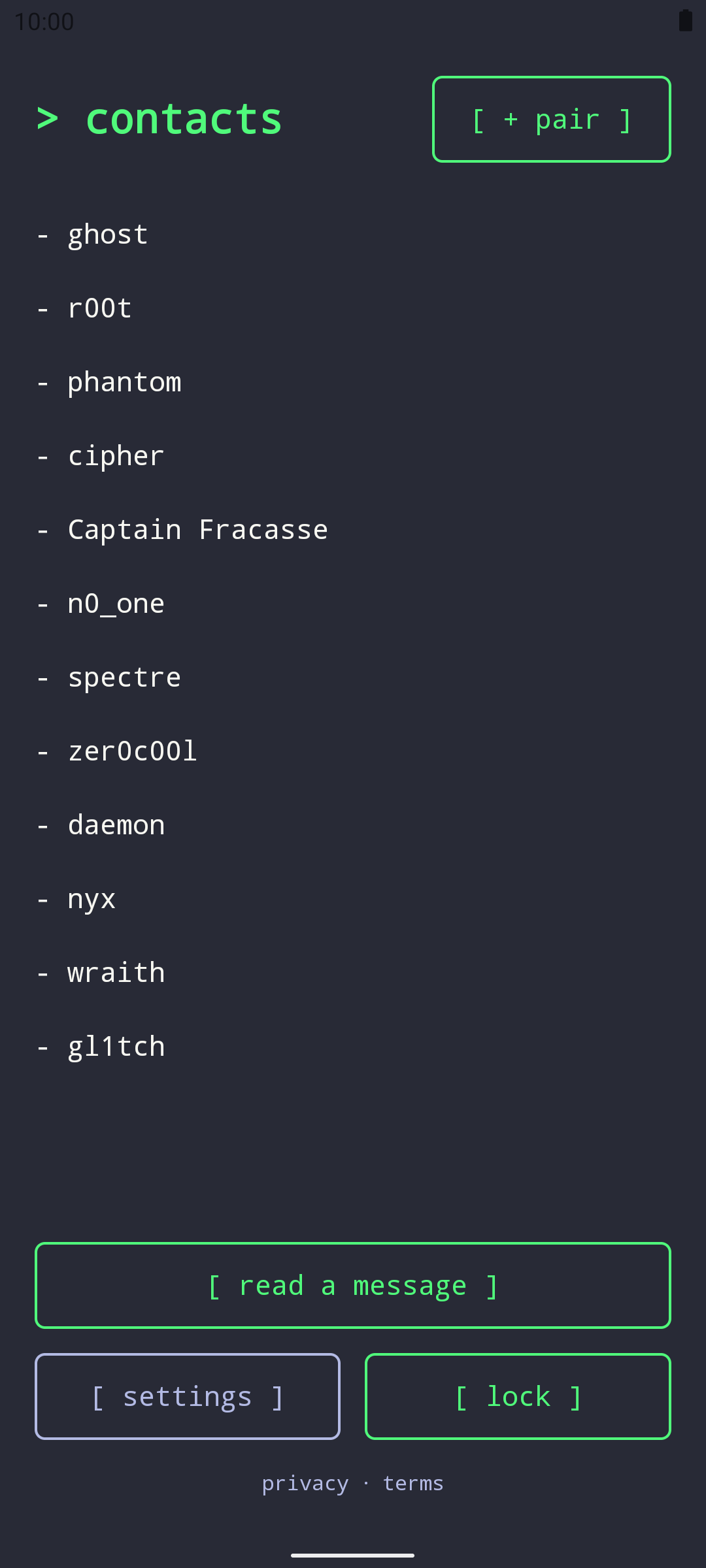 The encrypted contact list